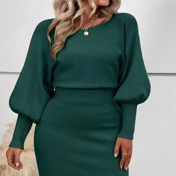 Plus Size Women's Long Sleeve Temperament Dress - Picture 2 of 5